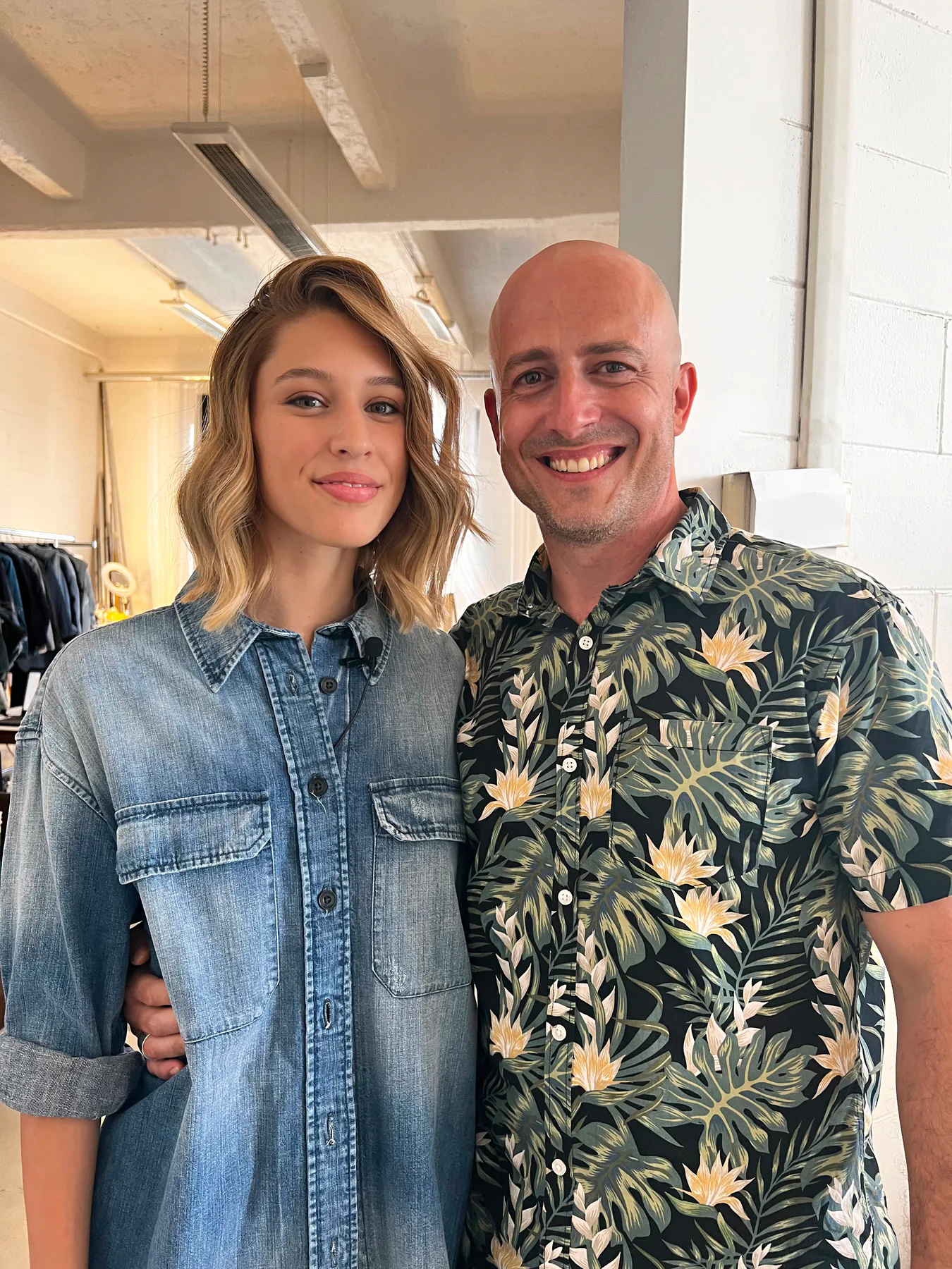 Diego Avellini with a model after completing a hair look