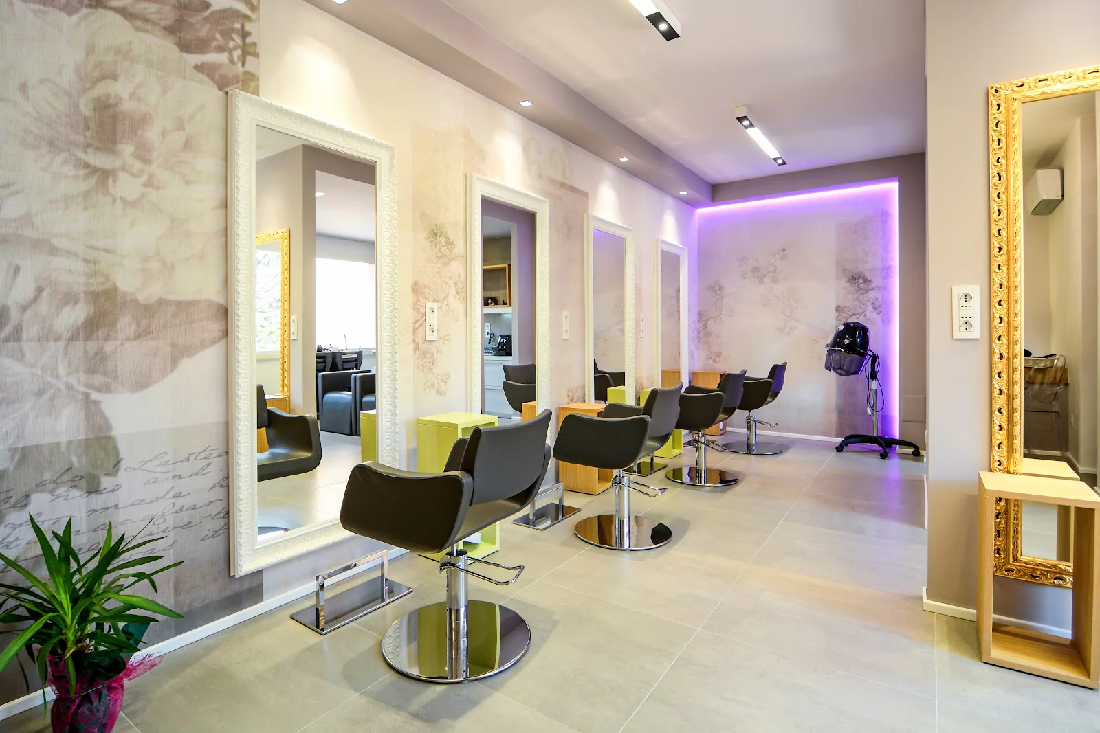 The bright interior of Diego Hair Cult in Senigallia